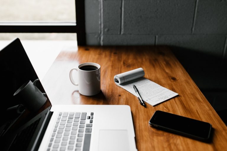 a coffee mug on a desk